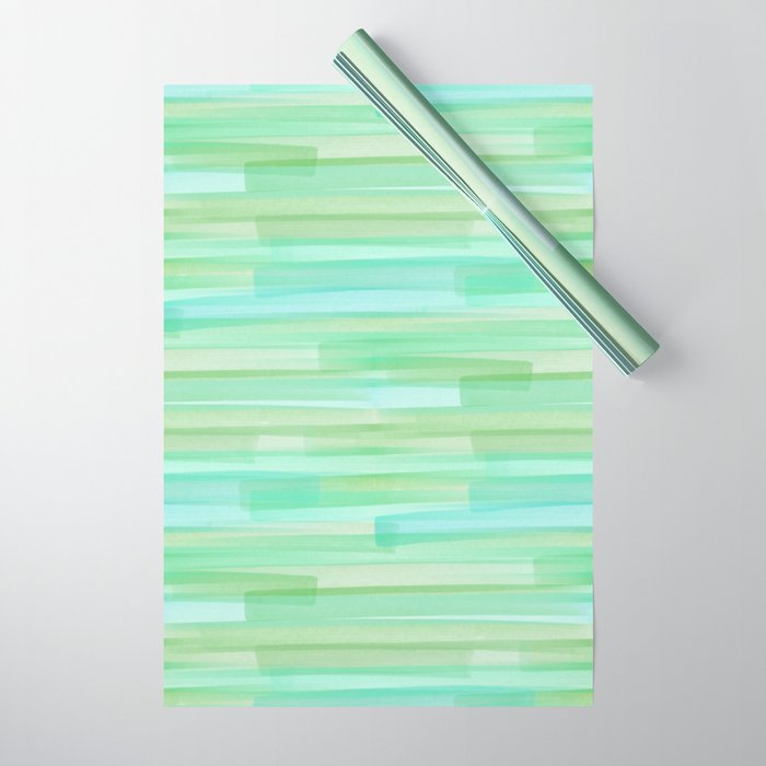 Abstract Watercolor Waves in Ocean Teal Wrapping Paper Gallery Image 1