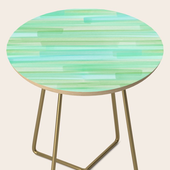 Abstract Watercolor Waves in Ocean Teal Side Table Gallery Image 2