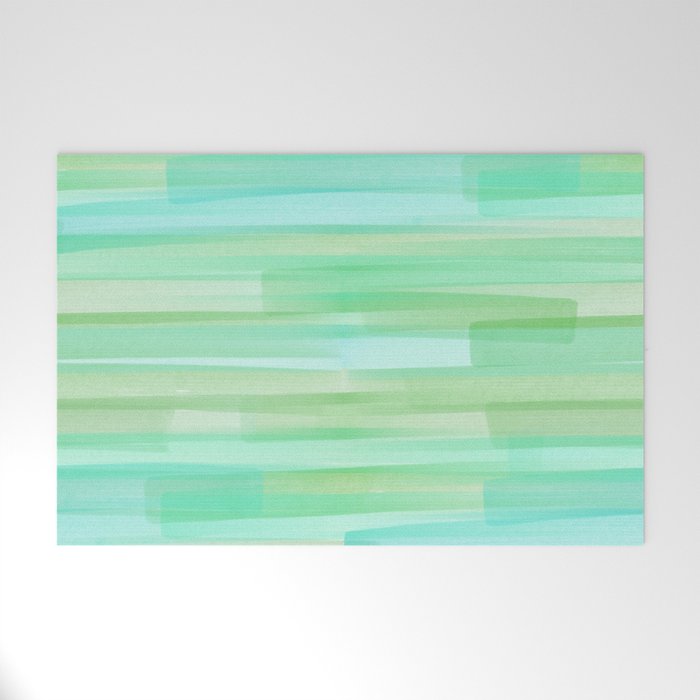 Abstract Watercolor Waves in Ocean Teal Welcome Mat Gallery Image 1