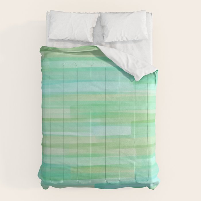 Abstract Watercolor Waves in Ocean Teal Comforter Gallery Image 1