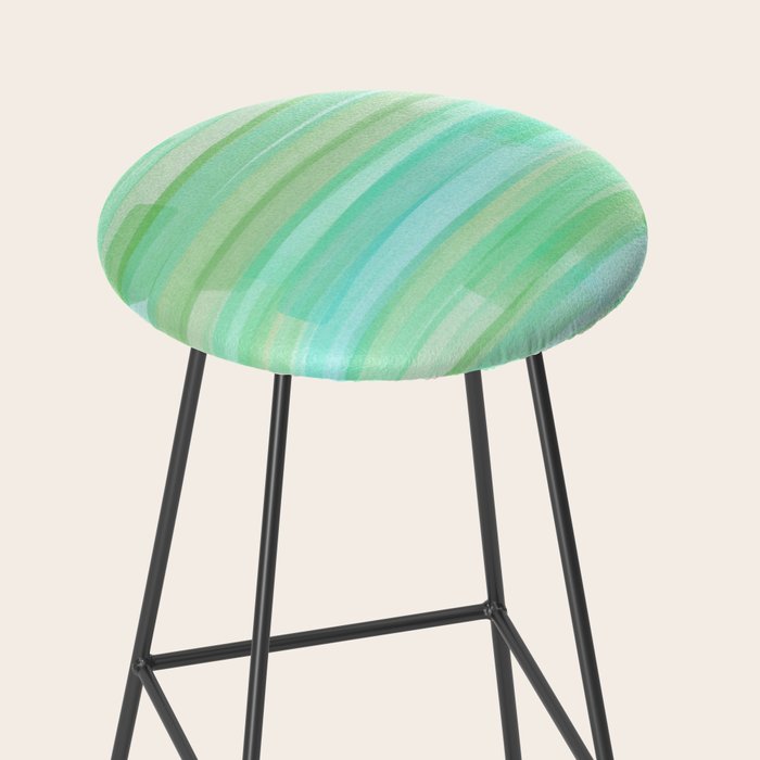 Abstract Watercolor Waves in Ocean Teal Stool Gallery Image 2