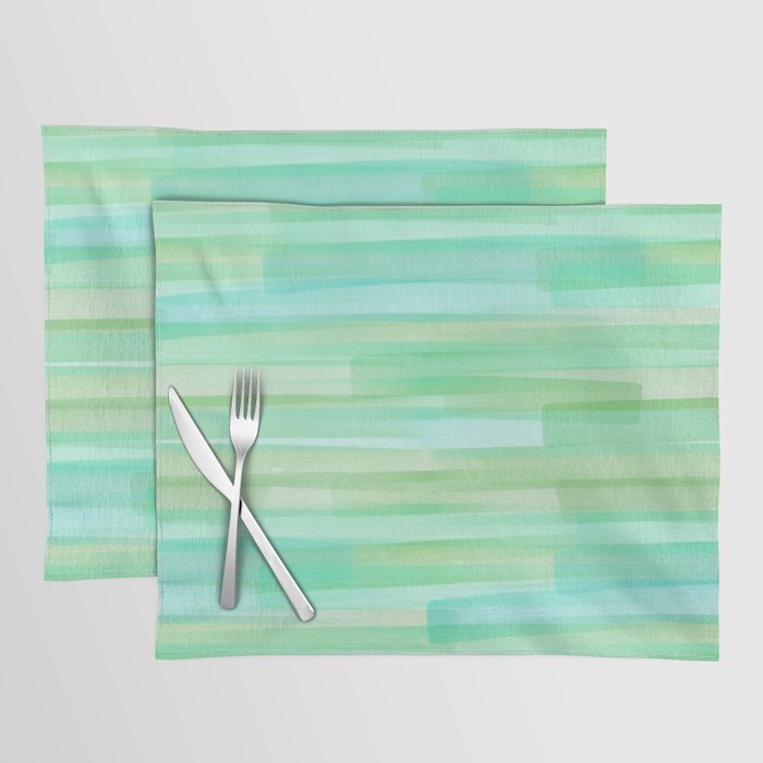 Abstract Watercolor Waves in Ocean Teal Placemat Gallery Image 1
