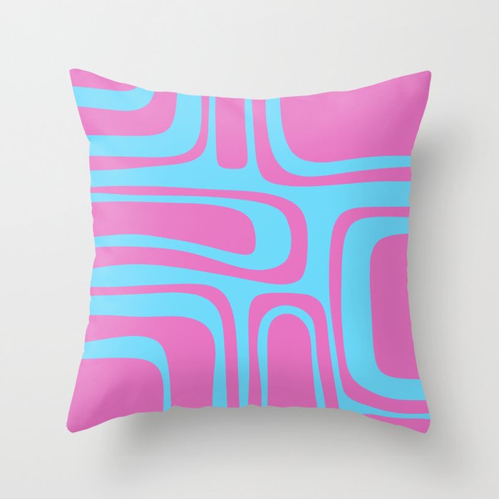 Vaporwave Pink and Blue Retro 80s Palm Springs Abstract Pattern Throw Pillow Gallery Image 6