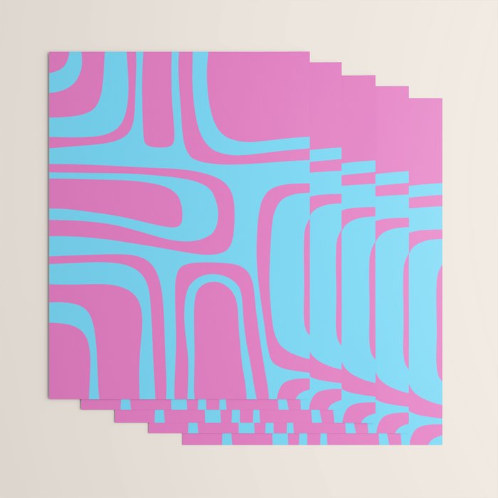 Vaporwave Pink and Blue Retro 80s Palm Springs Abstract Pattern Wrapping Paper Gallery Image 3