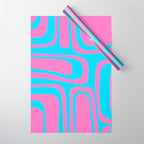 Vaporwave Pink and Blue Retro 80s Palm Springs Abstract Pattern Wrapping Paper Gallery Image 1