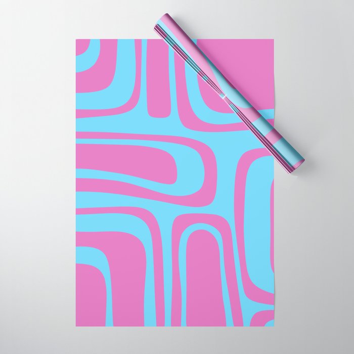 Vaporwave Pink and Blue Retro 80s Palm Springs Abstract Pattern Wrapping Paper Gallery Image 1