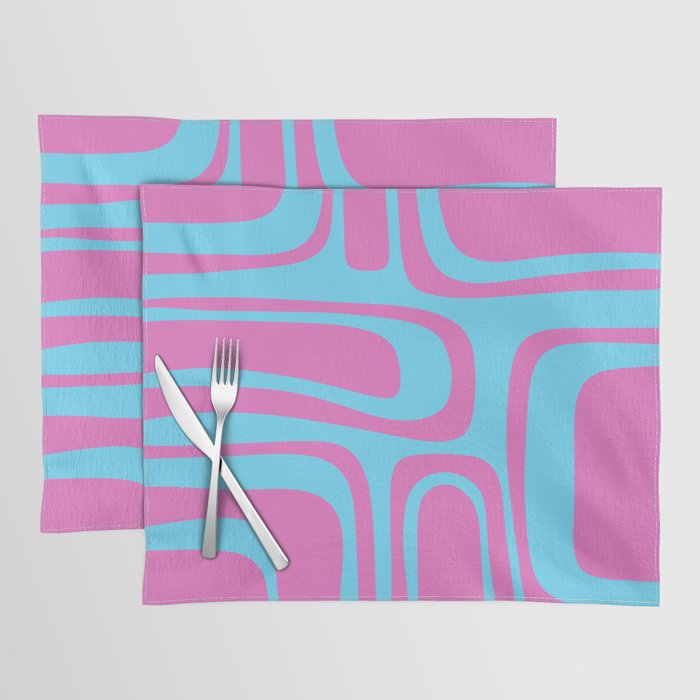 Vaporwave Pink and Blue Retro 80s Palm Springs Abstract Pattern Placemat Gallery Image 1