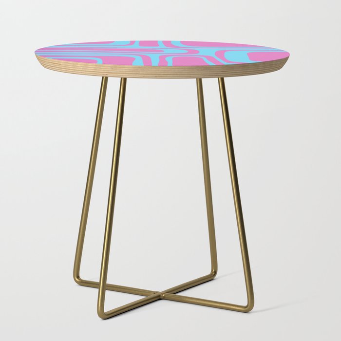 Vaporwave Pink and Blue Retro 80s Palm Springs Abstract Pattern Side Table Gallery Image 1