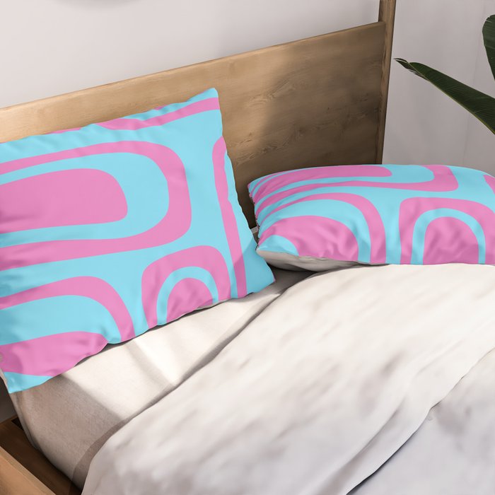 Vaporwave Pink and Blue Retro 80s Palm Springs Abstract Pattern Pillow Sham Gallery Image 2