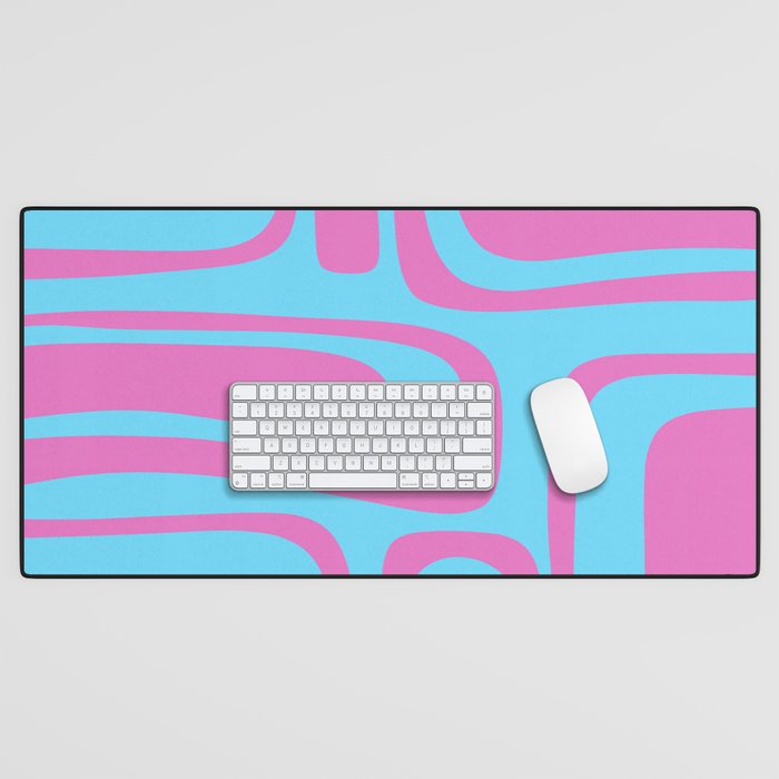 Vaporwave Pink and Blue Retro 80s Palm Springs Abstract Pattern Desk Mat Gallery Image 1