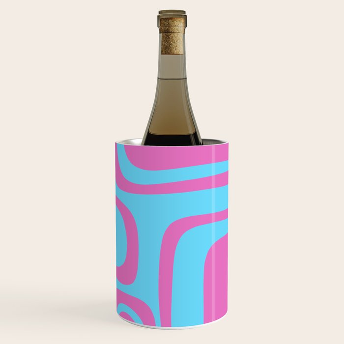 Vaporwave Pink and Blue Retro 80s Palm Springs Abstract Pattern Wine Chiller Gallery Image 3