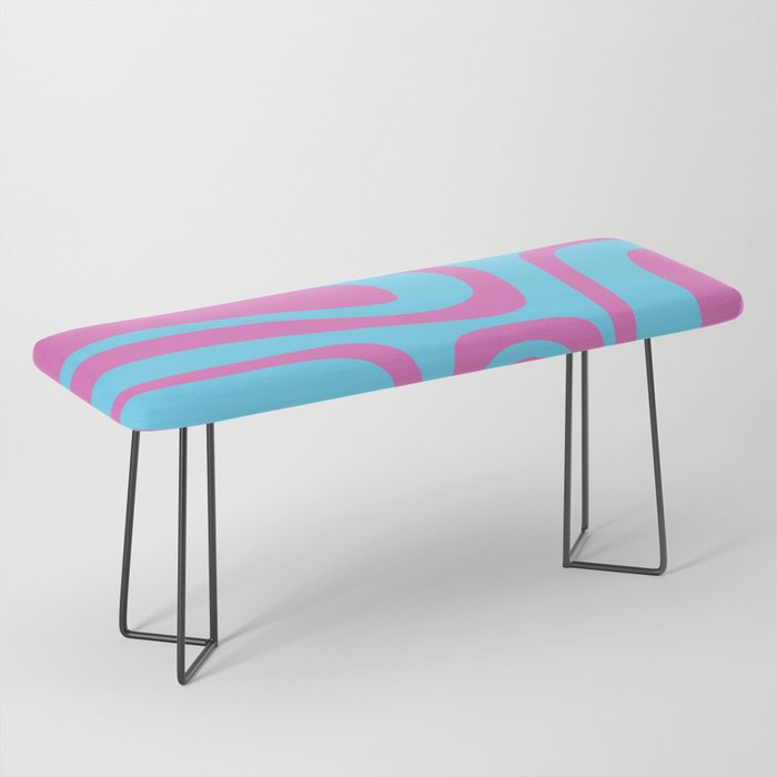 Vaporwave Pink and Blue Retro 80s Palm Springs Abstract Pattern Bench Gallery Image 1
