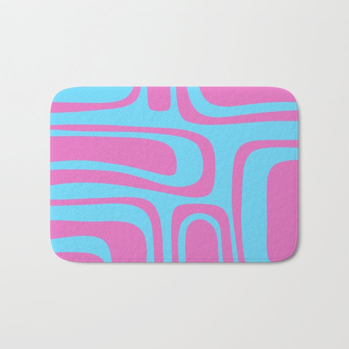 Vaporwave Pink and Blue Retro 80s Palm Springs Abstract Pattern Bath Mat Gallery Image 1