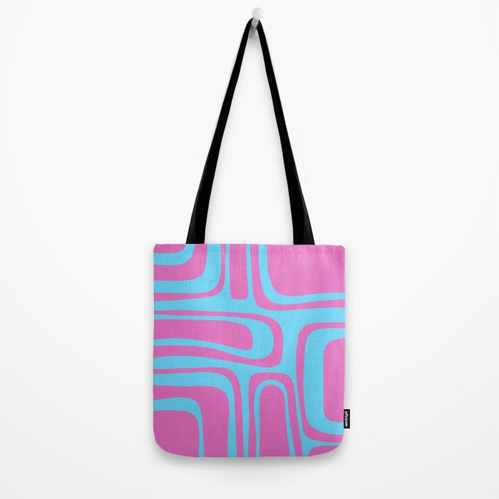 Vaporwave Pink and Blue Retro 80s Palm Springs Abstract Pattern Tote Bag Gallery Image 2