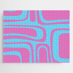 Vaporwave Pink and Blue Retro 80s Palm Springs Abstract Pattern Jigsaw Puzzle Gallery Image 1