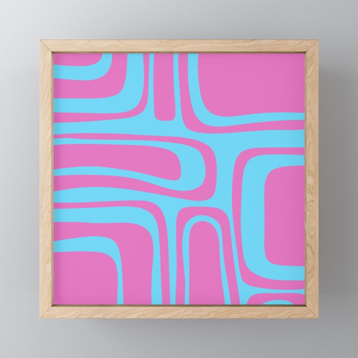 Vaporwave Pink and Blue Retro 80s Palm Springs Abstract Pattern Mini Art Print Gallery Image 1