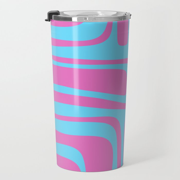 Vaporwave Pink and Blue Retro 80s Palm Springs Abstract Pattern Travel Mug Gallery Image 3