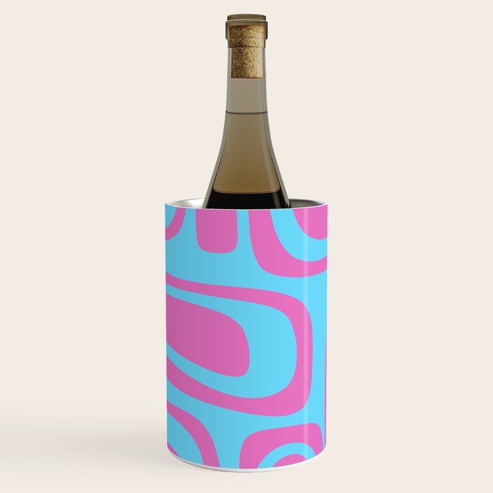 Vaporwave Pink and Blue Retro 80s Palm Springs Abstract Pattern Wine Chiller Gallery Image 1