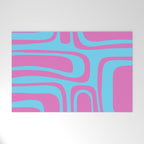 Vaporwave Pink and Blue Retro 80s Palm Springs Abstract Pattern Welcome Mat Gallery Image 1