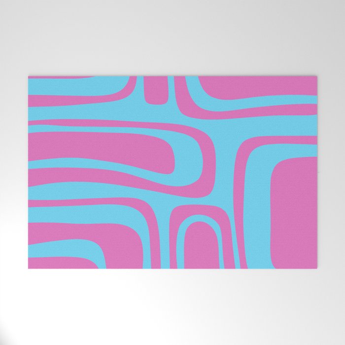 Vaporwave Pink and Blue Retro 80s Palm Springs Abstract Pattern Welcome Mat Gallery Image 1