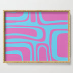 Vaporwave Pink and Blue Retro 80s Palm Springs Abstract Pattern Serving Tray Gallery Image 1