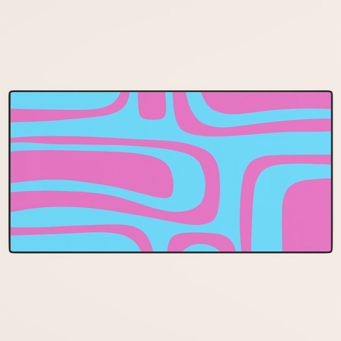 Vaporwave Pink and Blue Retro 80s Palm Springs Abstract Pattern Desk Mat Gallery Image 3