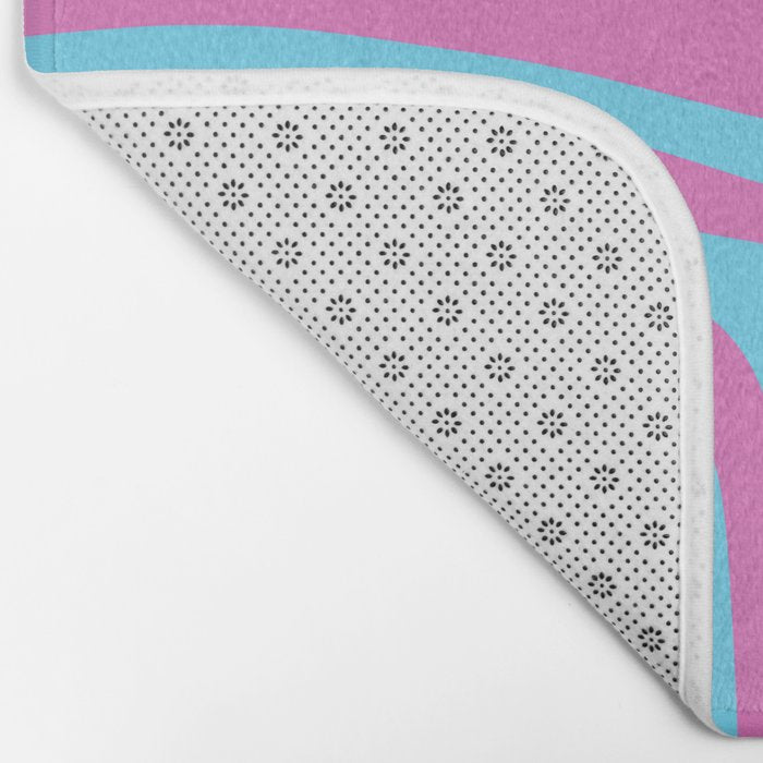 Vaporwave Pink and Blue Retro 80s Palm Springs Abstract Pattern Bath Mat Gallery Image 2