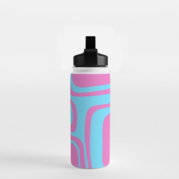 Vaporwave Pink and Blue Retro 80s Palm Springs Abstract Pattern Water Bottle Gallery Image 2
