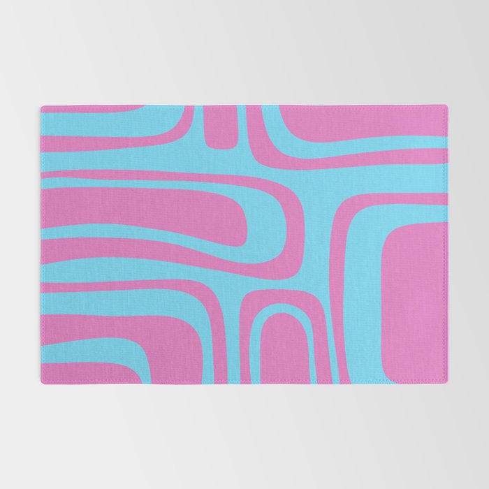 Vaporwave Pink and Blue Retro 80s Palm Springs Abstract Pattern Rug Gallery Image 2