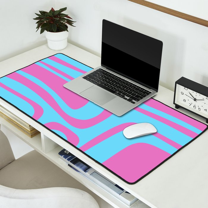 Vaporwave Pink and Blue Retro 80s Palm Springs Abstract Pattern Desk Mat Gallery Image 2