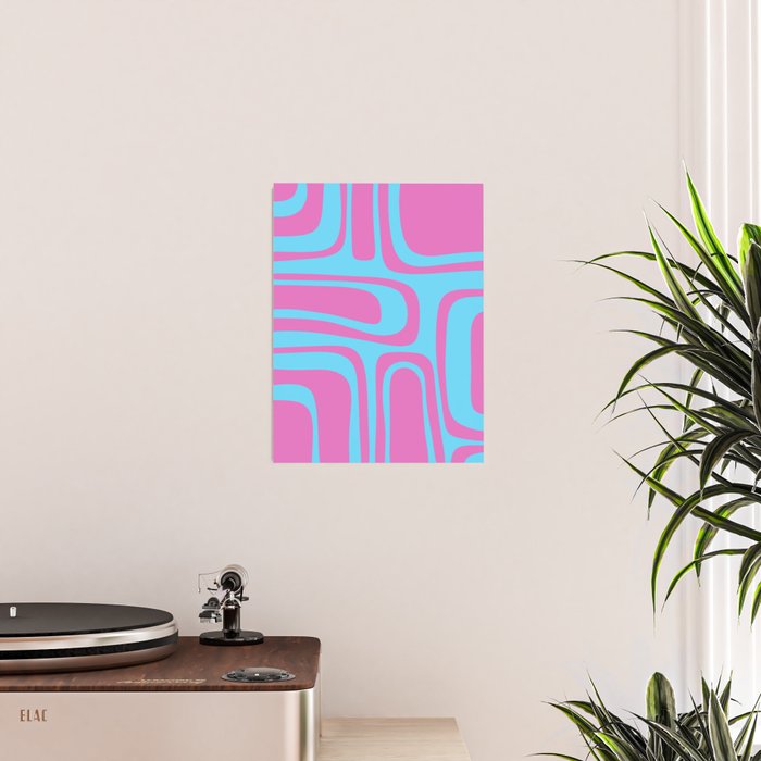 Vaporwave Pink and Blue Retro 80s Palm Springs Abstract Pattern Poster Gallery Image 2