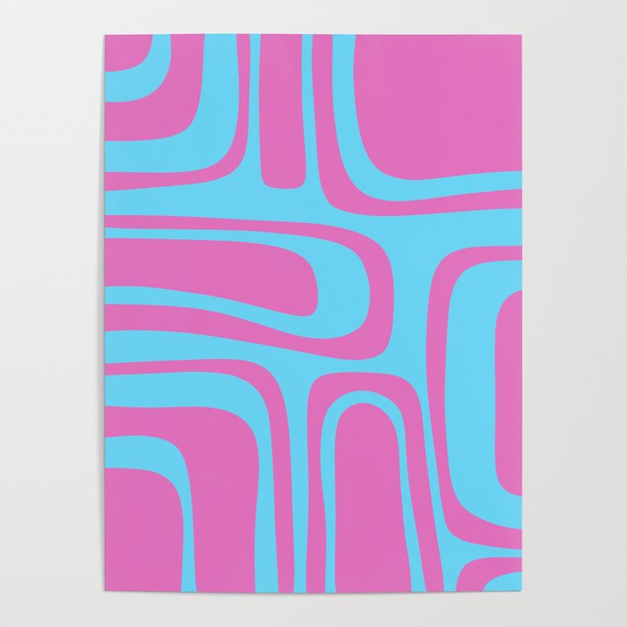 Vaporwave Pink and Blue Retro 80s Palm Springs Abstract Pattern Poster Gallery Image 4