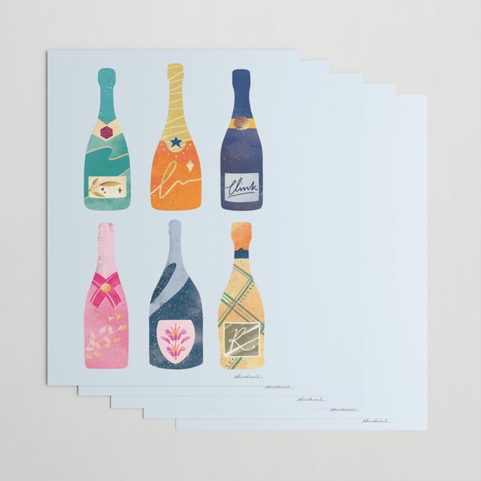 Champagne Bottles - Blue Ver. Wrapping Paper Gallery Image 3