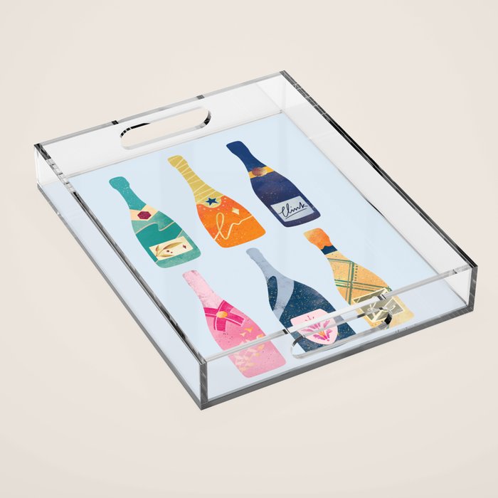 Champagne Bottles - Blue Ver. Acrylic Tray Gallery Image 1