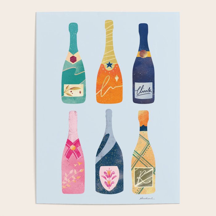 Champagne Bottles - Blue Ver. Poster Gallery Image 4