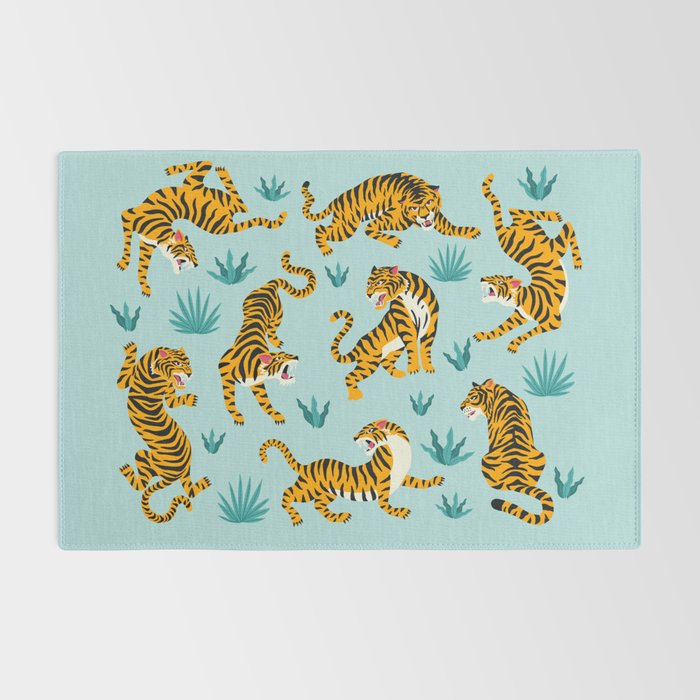 Tigers and tropical leaves. Rug Gallery Image 2