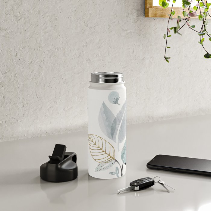 Abstract Botanical Herbs Watercolor Water Bottle Gallery Image 4