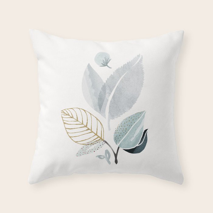 Abstract Botanical Herbs Watercolor Throw Pillow Gallery Image 6