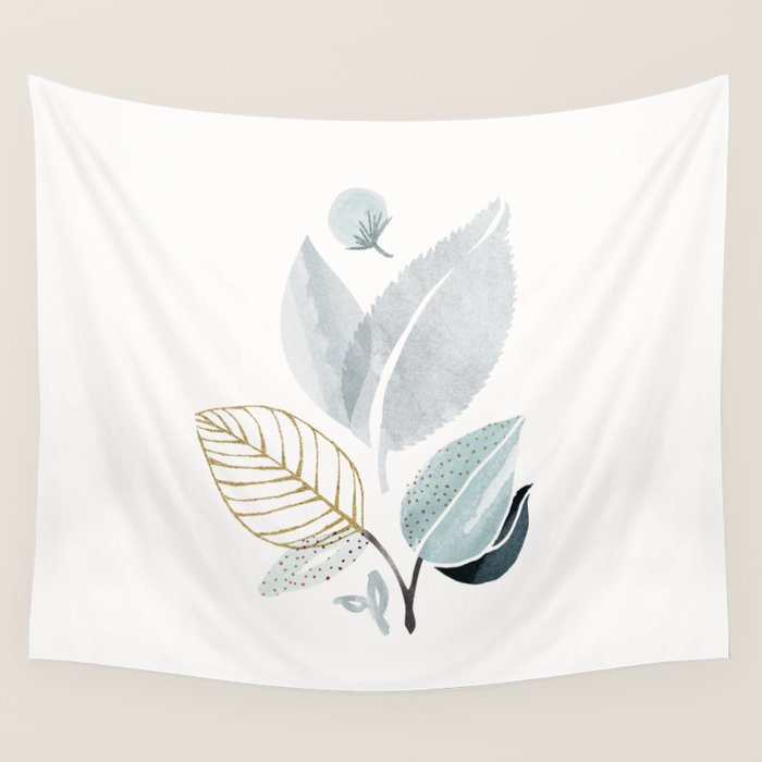 Abstract Botanical Herbs Watercolor Wall Tapestry Gallery Image 4