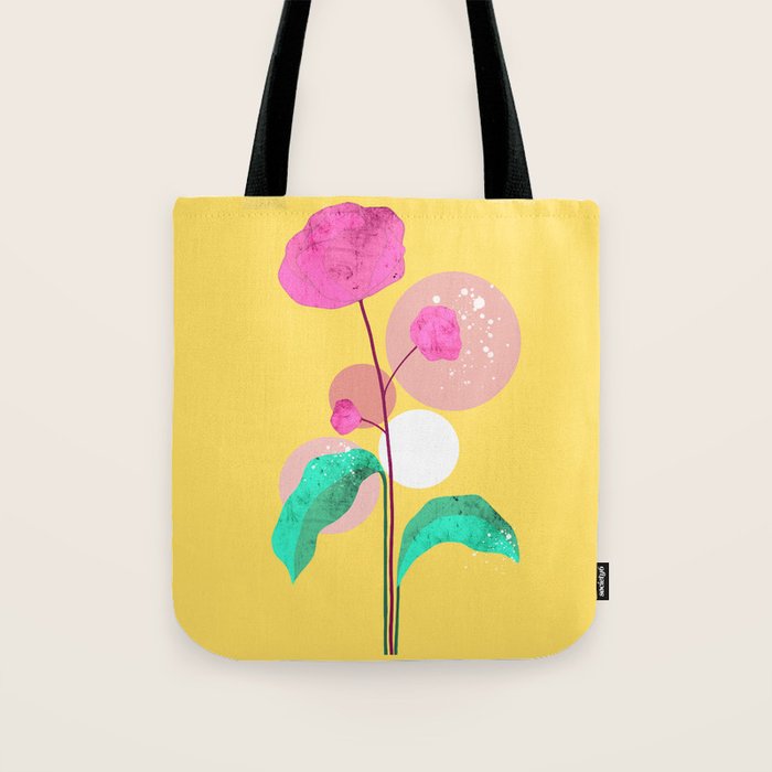 The Rare Bloom, Abstract Nature Floral Graphic, Eclectic Bohemian Modern, Pop of Color Illustration Tote Bag Gallery Image 1