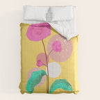 The Rare Bloom, Abstract Nature Floral Graphic, Eclectic Bohemian Modern, Pop of Color Illustration Comforter Gallery Image 6