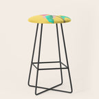 The Rare Bloom, Abstract Nature Floral Graphic, Eclectic Bohemian Modern, Pop of Color Illustration Stool Gallery Image 1