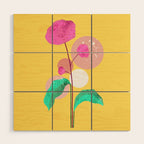 The Rare Bloom, Abstract Nature Floral Graphic, Eclectic Bohemian Modern, Pop of Color Illustration Wood Wall Art Gallery Image 1