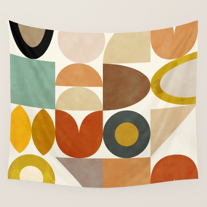 mid century modern spring abstract collection 1 Wall Tapestry Gallery Image 4