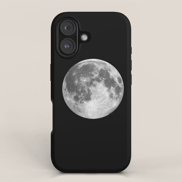 Full Moon print black-white photograph new lunar eclipse poster bedroom home wall decor iPhone Case Gallery Image 1