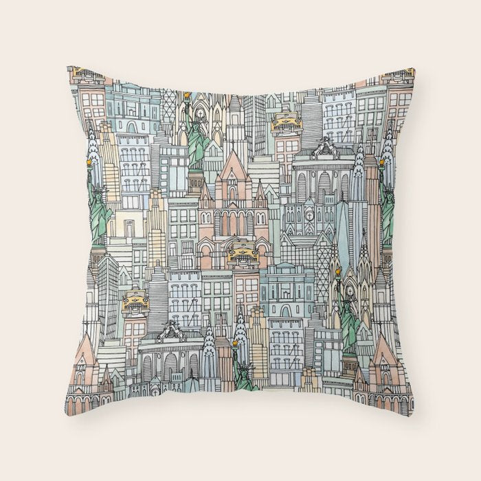 New York watercolor Throw Pillow Gallery Image 6