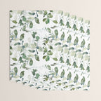 Festive, Watercolor, Leaves Print, White and Green Wrapping Paper Gallery Image 3