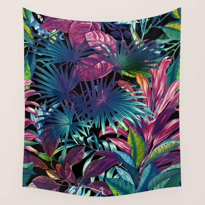 Tropical Garden XV - Night Wall Tapestry Gallery Image 1