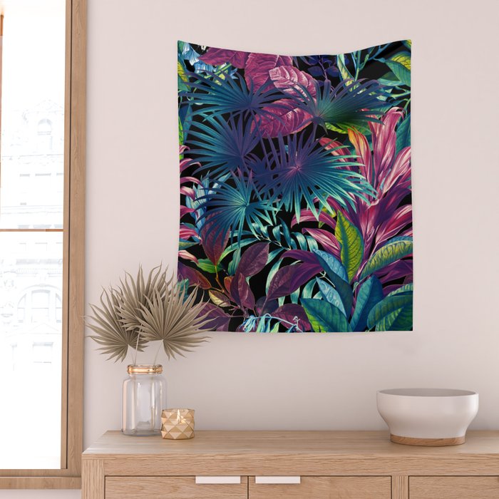 Tropical Garden XV - Night Wall Tapestry Gallery Image 2