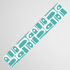 Mid Century Modern Piquet Geometric Multi Pattern Turquoise and White Table Runner Gallery Image 3